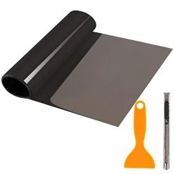 Flash Sale ???? 2PCS 12 By 48 Inches Self Adhesive Car Light Sticker, Smoke Fog Light Taillight Headlight Tint Chameleon, Vinyl Film Sheet With Squeegee + Cutter (Light Black) ????