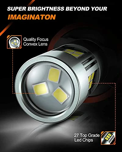 Budget ???? H11/H8/H16 LED Fog Light Bulbs, 6000K Xenon White, 27 SMD Chips, 360-degree Illumination, Non-polarity, Pack Of 2 ???? 5 Budget ???? H11/H8/H16 LED Fog Light Bulbs, 6000K Xenon White, 27 SMD Chips, 360-degree Illumination, Non-polarity, Pack Of 2 ???? - Image 3