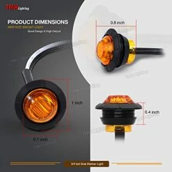 Hot Sale ???? 50 Pcs 3/4 Inch Amber 3 LED Mini Round Miniature Side Marker Lights Universal For Trucks Lorry Boat Pickup Bus RV Waterproof Sealed Bulbs 12V DC ????