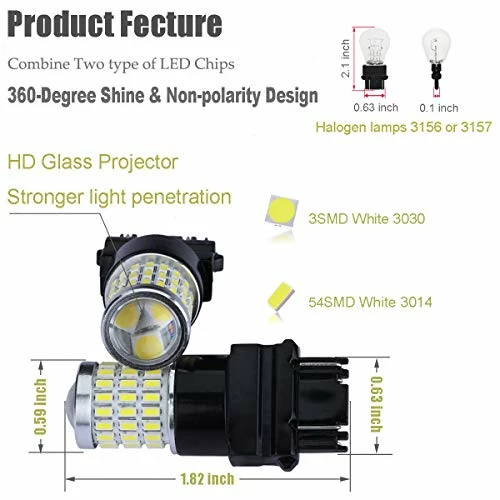 Hot Sale ???? Newest 9-30V Super Bright Low Power 3157 4157 3057 3156 LED Bulbs With Projector Replacement For Back Up Reverse Lights And Tail Brake Parking Lights, Xenon White ???? 4 Hot Sale ???? Newest 9-30V Super Bright Low Power 3157 4157 3057 3156 LED Bulbs With Projector Replacement For Back Up Reverse Lights And Tail Brake Parking Lights, Xenon White ???? - Image 2