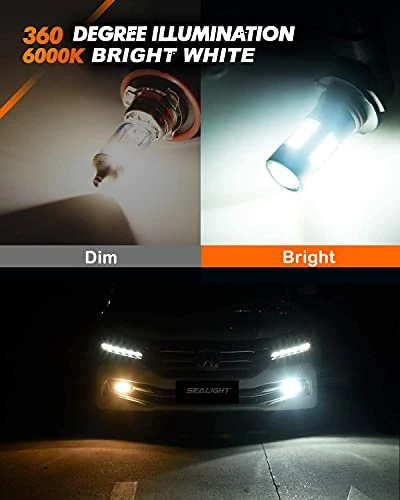 Budget ???? H11/H8/H16 LED Fog Light Bulbs, 6000K Xenon White, 27 SMD Chips, 360-degree Illumination, Non-polarity, Pack Of 2 ???? 4 Budget ???? H11/H8/H16 LED Fog Light Bulbs, 6000K Xenon White, 27 SMD Chips, 360-degree Illumination, Non-polarity, Pack Of 2 ???? - Image 2