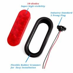 Coupon ⭐ 6'' LED Waterproof Oval Red Trailer Lights Rear Stop Turn Signal Parking Tail Brake Lights For Boat Trailer Truck RV (Red, 2 Pack) ✨ -Govee-shop 41OfALvYRHL