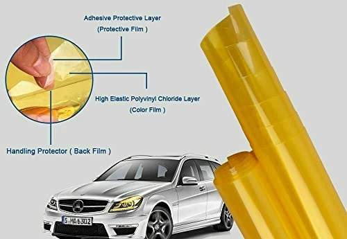 Cheapest ???? 12” X 48” Glossy Yellow Tint Air-Release Vinyl Wrap Film Roll For Car Headlight, Taillight , Fog Lights With Squeegee + Cutter(Glossy Yellow) ✨ 4 Cheapest ???? 12” X 48” Glossy Yellow Tint Air-Release Vinyl Wrap Film Roll For Car Headlight, Taillight , Fog Lights With Squeegee + Cutter(Glossy Yellow) ✨ - Image 2
