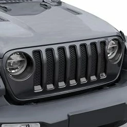 Cheapest ???? JeCar Front Grill Inserts & Headlight Cover Kit Compatible With Jeep Wrangler 2018-2022 JL & Unlimited, Black Black01 ????