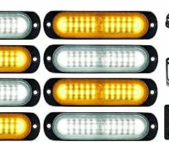 Top 10 ???? LED Surface Mount Strobe Lights Kit, White Amber Grill Grille Emergency Warning Flashing Marker Light Warning Light Assemblies For Trucks Vehicles ATV RV Cars Van - 8PCS ???? -Govee-shop 41ZXuzsLAnL. AC