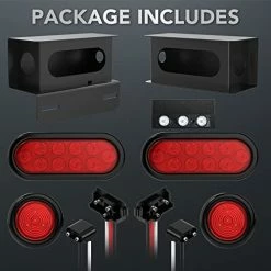 Budget ???? Steel Trailer Light Boxes Housing Kit, 2Pcs Trailer Lights Welded Mount Steel Boxes Kit With 6 Inch Red LED Oval Trailer Tail Lights, 2 Inch Round Side Marker Lights, Wire Connectors And Grommet ???? -Govee-shop 41b9Of36u1L