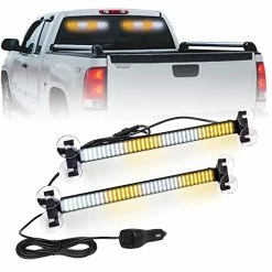 Hot Sale ???? 2 In 1 Emergency Strobe Traffic Advisor Light Bar 144 LED Warning Hazard Safety Interior Windshield Dash Lights Deck Split Mount For Construction Vehicles Trucks (2x17.7 Inch, Amber/White) ⌛
