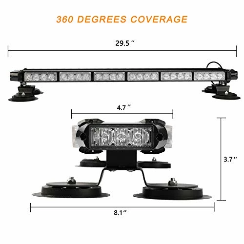 Buy ???? 29.5" 54 LED Strobe Light Bar Double Side Flashing High Intensity Emergency Warning Flash Strobe Light With Magnetic Base For Safety Construction Vehicles Tow Trucks Pickup (Amber/White) ???? 4 Buy ???? 29.5" 54 LED Strobe Light Bar Double Side Flashing High Intensity Emergency Warning Flash Strobe Light With Magnetic Base For Safety Construction Vehicles Tow Trucks Pickup (Amber/White) ???? - Image 2