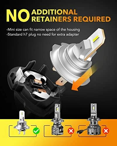 Brand new ???? H7 LED Headlight Bulbs Non-polarity, 6500K Cool White 8 LED Chips No Dark Spot, 1:1 Design No Adapter Required, All-in-One Conversion Kit For High And Low Beam Fog Lights Replacement, Pack Of 2 ✔️ 5 Brand new ???? H7 LED Headlight Bulbs Non-polarity, 6500K Cool White 8 LED Chips No Dark Spot, 1:1 Design No Adapter Required, All-in-One Conversion Kit For High And Low Beam Fog Lights Replacement, Pack Of 2 ✔️ - Image 3