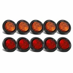 Best Sale ⭐ 10Pack(5 Amber + 5 Red) 2" Led Round Side Marker Light Grommet Flush Mount 4LED, Sealed 2 Round Led Marker Lights Truck Trailer With Reflex Lens, IP67 Waterproof ????
