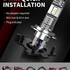 Top 10 ???? H7 LED Bulbs Mini Size, 6000K White Flip Chips All-in-One Conversion Kit, Fanless No Adapter Required Easy Install H7 Bulb, Halogen Replacement Kit, Pack Of 2 ???? -Govee-shop 41qVacQ7hlL