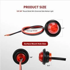 Best Pirce ???? TL-04 10 PCS 3/4 Inch Round LED Clearance Light LED Front Rear Side Marker Indicator Light Bullet Marker Light For Truck RV Car Bus Trailer Van Caravan Boat 12V, Red, 2 Years Warranty 30pcs Amber Red White ????