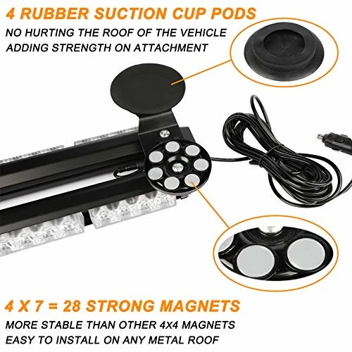 Buy ???? 29.5" 54 LED Strobe Light Bar Double Side Flashing High Intensity Emergency Warning Flash Strobe Light With Magnetic Base For Safety Construction Vehicles Tow Trucks Pickup (Amber/White) ???? 5 Buy ???? 29.5" 54 LED Strobe Light Bar Double Side Flashing High Intensity Emergency Warning Flash Strobe Light With Magnetic Base For Safety Construction Vehicles Tow Trucks Pickup (Amber/White) ???? - Image 3