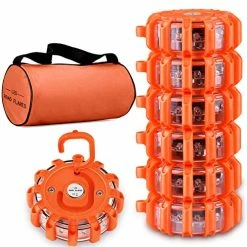 Best Pirce ???? 6 Pack LED Road Flares Emergency Lights Roadside Safety Beacon Disc Flashing Warning Flare Kit With Magnetic Base & Hook For Car Truck Boats | 9 Flash Modes (Batteries Not Included) (6) ✔️