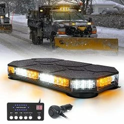 Best Pirce ???? LED Rooftop Strobe Beacon Lights Bar, Magnetic Mount Emergency Traffic Security Warning Caution Flashing Plow Light, For Construction Vehicles Tow Trucks Snowplow Postal Cars - White Amb ????