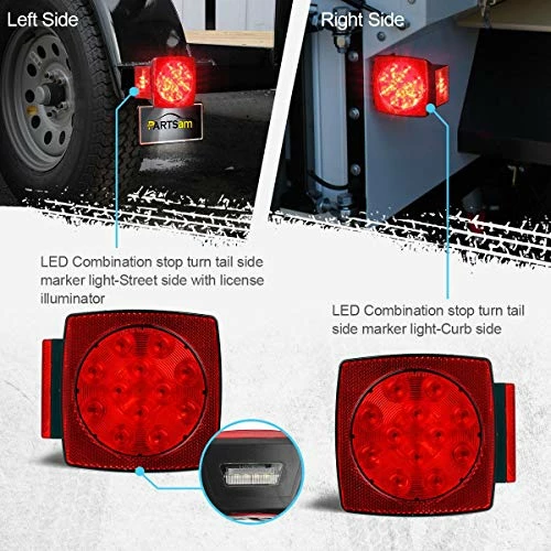 Best Sale ???? 12V Waterproof Square Led Trailer Light,Red LED Stop Turn Tail License Brake Running Light Lamp For Trailers Under 80" Boat Trailer Truck Marine Camper RV Snowmobile,IP68,DOT Complian ???? 3 Best Sale ???? 12V Waterproof Square Led Trailer Light,Red LED Stop Turn Tail License Brake Running Light Lamp For Trailers Under 80" Boat Trailer Truck Marine Camper RV Snowmobile,IP68,DOT Complian ???? - Image 2