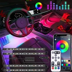 Flash Sale ???? GB Interior Car Lights, 2-in-1 Design 4pcs 48 LED App Control, Remote Control, Music Mode, DIY Mode, Scene Mode, DC 12V ????