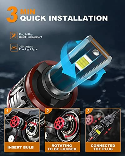 Best deal ???? H11/H9/H8 Low Beam 9005/HB3 High Beam LED Headlight Bulbs Combo, 32000 Lumens 300% Brighter LED Headlight Bulb, 6500K Super Bright LED Conversion Kit, Pack Of 4 ???? 8 Best deal ???? H11/H9/H8 Low Beam 9005/HB3 High Beam LED Headlight Bulbs Combo, 32000 Lumens 300% Brighter LED Headlight Bulb, 6500K Super Bright LED Conversion Kit, Pack Of 4 ???? - Image 6