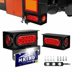 Budget ???? Steel Trailer Light Boxes Housing Kit, 2Pcs Trailer Lights Welded Mount Steel Boxes Kit With 6 Inch Red LED Oval Trailer Tail Lights, 2 Inch Round Side Marker Lights, Wire Connectors And Grommet ????