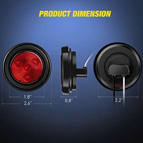 Best Sale ???? 5PCS Red Round Trailer LED Marker Clearance Light 4 LED Flush Mount With Plug Grommet Pigtail Hardwired For Trailer Truck RV, 2 Years Warranty (TL-19) Red 5pcs ???? 4 Best Sale ???? 5PCS Red Round Trailer LED Marker Clearance Light 4 LED Flush Mount With Plug Grommet Pigtail Hardwired For Trailer Truck RV, 2 Years Warranty (TL-19) Red 5pcs ???? - Image 2