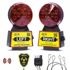 Best reviews of ???? Master Tailgaters Wireless Trailer Tow Lights - Magnetic Mount - 48 Feet Range - 4 Pin Blade Connection + Safety Straps Light Bar - 4 Pin Round Connector ????
