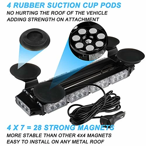 Budget ???? 16.8 Inch LED Strobe Flashing Light Bar, 26 Flashing Modes High Intensity Emergency Hazard Warning Beacon Lights With Magnetic Base For Car Trucks Trailer Roof Safety (Amber White Amber White) ???? 5 Budget ???? 16.8 Inch LED Strobe Flashing Light Bar, 26 Flashing Modes High Intensity Emergency Hazard Warning Beacon Lights With Magnetic Base For Car Trucks Trailer Roof Safety (Amber White Amber White) ???? - Image 3