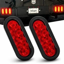 Cheapest ???? TL-01 6" Oval Red LED Tail 2PCS W/Surface Mount Grommets Plugs IP65 Waterproof Stop Brake Turn Trailer Lights For RV Truck Jeep, 2 Years Warranty ⭐