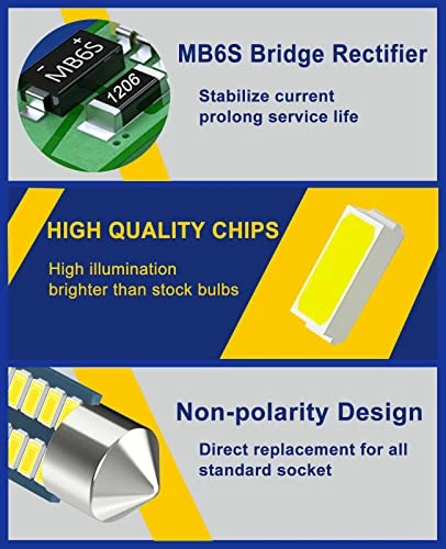 Cheap ???? Serundo Auto 578 Led Bulb 211-2 Led Festoon Bulb 41mm 42mm 1.65in Led Festoon Bulb For Car Map Light Dome Light, 6000k White Super Bright Interior Led Festoon Bulb,Pack Of 4pcs ???? 5 Cheap ???? Serundo Auto 578 Led Bulb 211-2 Led Festoon Bulb 41mm 42mm 1.65in Led Festoon Bulb For Car Map Light Dome Light, 6000k White Super Bright Interior Led Festoon Bulb,Pack Of 4pcs ???? - Image 3