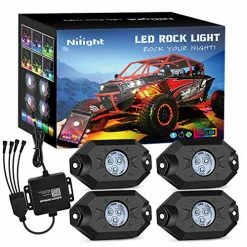 New ???? RGB LED Rock Lights Kit, 4 Pods Underglow Multicolor Neon Light Pod With Bluetooth App Control Flashing Music Mode Wheel Well Light For Truck ATV UTV RZR SUV ????