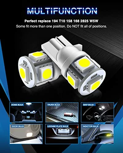 Buy ???? 194 LED Light Bulb 6000K 168 T10 2825 5SMD LED Replacement Bulbs For Car Dome Map Door Courtesy License Plate Lights (Pack Of 10) Green ???? 6 Buy ???? 194 LED Light Bulb 6000K 168 T10 2825 5SMD LED Replacement Bulbs For Car Dome Map Door Courtesy License Plate Lights (Pack Of 10) Green ???? - Image 4