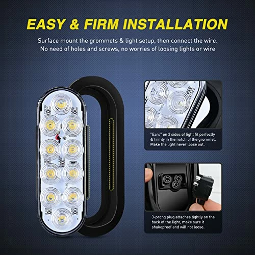Flash Sale ???? TL-09 6 Inch Oval White LED Trailer Tail Lights 2PCS 10 LED W/Flush Mount Grommets Plugs IP67 Waterproof Reverse/Back Up Trailer Lights For RV Truck Jeep, 2 Years Warranty ???? 8 Flash Sale ???? TL-09 6 Inch Oval White LED Trailer Tail Lights 2PCS 10 LED W/Flush Mount Grommets Plugs IP67 Waterproof Reverse/Back Up Trailer Lights For RV Truck Jeep, 2 Years Warranty ???? - Image 6