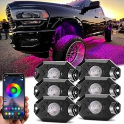Discount ⌛ RGB LED Rock Lights Kit, YCHOW-TECH 4 Pods Underglow Multicolor Neon Light Bluetooth App Control Timing Function Flashing Music Mode Wheel Well Light For Truck ATV UTV RZR SUV ???? -Govee-shop 51DXY9z9ZlL. AC