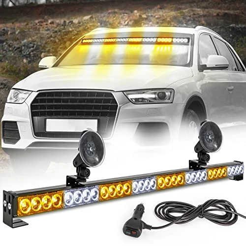 New ???? Traffic Advisor Light Bar 35.5 Inch 13 Flash Patterns 32 Led Warning Emergency Strobe Light Bar Directional Flashing Led Safety Lights With Cigar Lighter (35.5 Inch, Yellow/White) ⌛ 4 New ???? Traffic Advisor Light Bar 35.5 Inch 13 Flash Patterns 32 Led Warning Emergency Strobe Light Bar Directional Flashing Led Safety Lights With Cigar Lighter (35.5 Inch, Yellow/White) ⌛ - Image 2