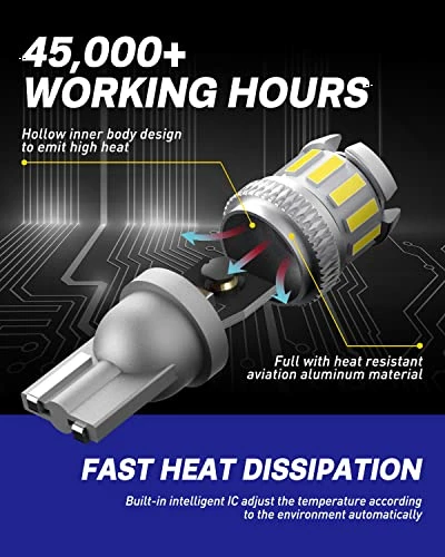 Best Pirce ???? 194 LED Bulb, License Plate Light 300% High Brightness T10 168 2825 W5W LED Bulbs For Dome Map Door Courtesy Interior Car Lights 6500K White, Pack Of 2 ???? 6 Best Pirce ???? 194 LED Bulb, License Plate Light 300% High Brightness T10 168 2825 W5W LED Bulbs For Dome Map Door Courtesy Interior Car Lights 6500K White, Pack Of 2 ???? - Image 4