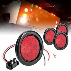 Outlet ✔️ 4pc 4" Round Red LED Trailer Tail Lights [DOT Certified] [Grommet & Plug Included] [IP67 Waterproof] Turn Stop Brake Trailer Lights For RV Trucks ????