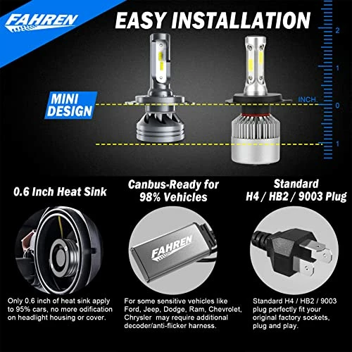 Buy ✔️ H4/9003/HB2 LED Headlight Bulbs, 70W 14000 Lumens Super Bright LED Headlights Conversion Kit 6500K Cool White IP68 Waterproof, Pack Of 2 ???? 5 Buy ✔️ H4/9003/HB2 LED Headlight Bulbs, 70W 14000 Lumens Super Bright LED Headlights Conversion Kit 6500K Cool White IP68 Waterproof, Pack Of 2 ???? - Image 3