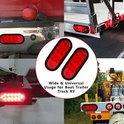 Coupon ⭐ 6'' LED Waterproof Oval Red Trailer Lights Rear Stop Turn Signal Parking Tail Brake Lights For Boat Trailer Truck RV (Red, 2 Pack) ✨ -Govee-shop 51GnQB5EerL