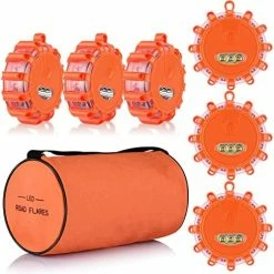 Coupon ???? [4 Pack] LED Road Flares Safety Flashing Warning Light Roadside Emergency Disc Beacon Kit For Vehicles Boats With Magnetic Base & Hook, Premium Storage Bag (Batteries Not Included) (4) ???? -Govee-shop 51HNBBiA85L. AC