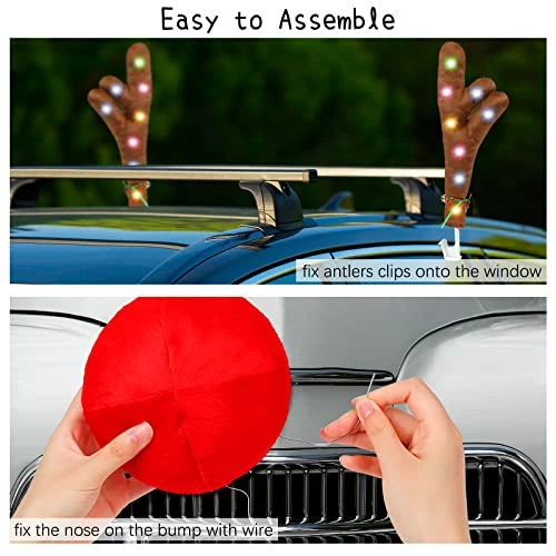 Flash Sale ⭐ URATOT 2 Pack ❄ Christmas Car Decorations Reindeer Antlers Nose Tail Kit With LED Lights For Vehicle ❄ Christmas Decorations Holiday Accessories Decoration Kit For Auto ✨ 6 Flash Sale ⭐ URATOT 2 Pack ❄ Christmas Car Decorations Reindeer Antlers Nose Tail Kit With LED Lights For Vehicle ❄ Christmas Decorations Holiday Accessories Decoration Kit For Auto ✨ - Image 4