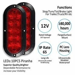 Buy ???? 12V DC 6 Inch Oval Red LED Brake Stop Turn Trailer Tail Truck Lights With Flush Mounted Black Bezel (Pack Of 2), DOT Certified ✨ -Govee-shop 51Js5OnPGiL