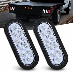 Flash Sale ???? TL-09 6 Inch Oval White LED Trailer Tail Lights 2PCS 10 LED W/Flush Mount Grommets Plugs IP67 Waterproof Reverse/Back Up Trailer Lights For RV Truck Jeep, 2 Years Warranty ????