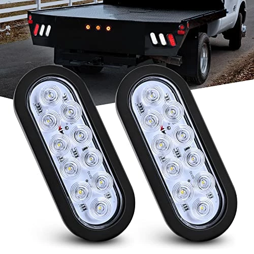 Flash Sale ???? TL-09 6 Inch Oval White LED Trailer Tail Lights 2PCS 10 LED W/Flush Mount Grommets Plugs IP67 Waterproof Reverse/Back Up Trailer Lights For RV Truck Jeep, 2 Years Warranty ???? 3 Flash Sale ???? TL-09 6 Inch Oval White LED Trailer Tail Lights 2PCS 10 LED W/Flush Mount Grommets Plugs IP67 Waterproof Reverse/Back Up Trailer Lights For RV Truck Jeep, 2 Years Warranty ????