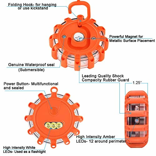 Best Pirce ???? 6 Pack LED Road Flares Emergency Lights Roadside Safety Beacon Disc Flashing Warning Flare Kit With Magnetic Base & Hook For Car Truck Boats | 9 Flash Modes (Batteries Not Included) (6) ✔️ 4 Best Pirce ???? 6 Pack LED Road Flares Emergency Lights Roadside Safety Beacon Disc Flashing Warning Flare Kit With Magnetic Base & Hook For Car Truck Boats | 9 Flash Modes (Batteries Not Included) (6) ✔️ - Image 2