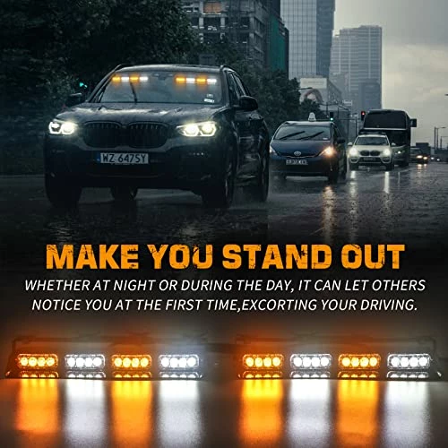 Outlet ???? Emergency Dash Strobe Lights Safety Flashing Warning Hazard Interior Front/Rear Windshield Deck Split Light Bar W/ Suction Cups For Construction Vehicles Trucks (2x14 Inch, Amber White) Red ???? 4 Outlet ???? Emergency Dash Strobe Lights Safety Flashing Warning Hazard Interior Front/Rear Windshield Deck Split Light Bar W/ Suction Cups For Construction Vehicles Trucks (2x14 Inch, Amber White) Red ???? - Image 2