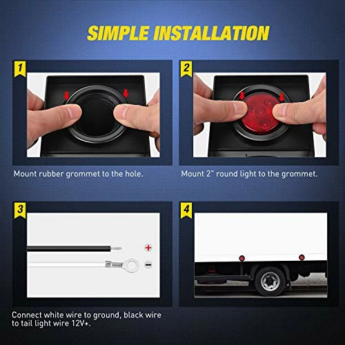 Best Sale ???? 5PCS Red Round Trailer LED Marker Clearance Light 4 LED Flush Mount With Plug Grommet Pigtail Hardwired For Trailer Truck RV, 2 Years Warranty (TL-19) Red 5pcs ???? 5 Best Sale ???? 5PCS Red Round Trailer LED Marker Clearance Light 4 LED Flush Mount With Plug Grommet Pigtail Hardwired For Trailer Truck RV, 2 Years Warranty (TL-19) Red 5pcs ???? - Image 3