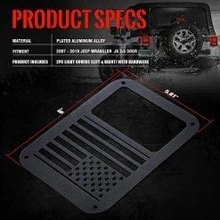 Promo ???? Xprite Aluminum Alloy “American US Flag” Tail Light Covers Guards Protectors Compatible With 2007-2018 Jeep Wrangler JK Unlimited Accessories -Pair ❤️ -Govee-shop 51QA8he1MuL