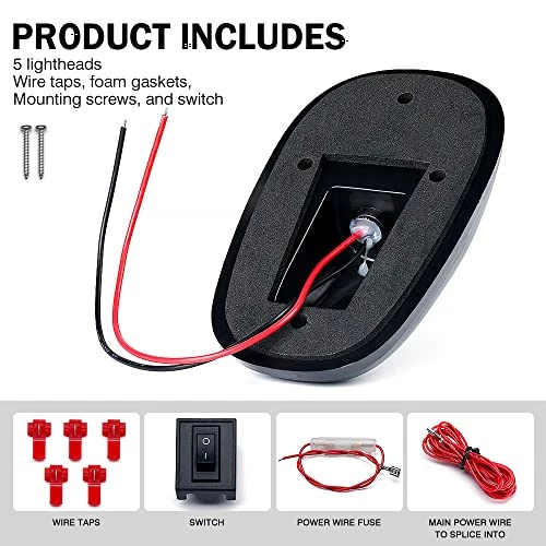 Top 10 ???? White LED Cab Roof Top Clearance Light Assembly, Black Smoke Lens Marker Running Lamps Compatible With Pickup Trucks Ford F150 Dodge Ram GMC Vans Lorry SUV POV Vehicle, Newest Version 5 PCS Amber - Oval ❤️ 7 Top 10 ???? White LED Cab Roof Top Clearance Light Assembly, Black Smoke Lens Marker Running Lamps Compatible With Pickup Trucks Ford F150 Dodge Ram GMC Vans Lorry SUV POV Vehicle, Newest Version 5 PCS Amber - Oval ❤️ - Image 5