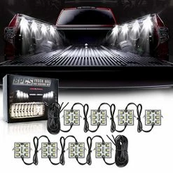 Coupon ❤️ White LED Truck Pickup Bed Light Kit, 8 PCS 48 LEDs Rock Lighting Kits IP68 Waterproof LED Lighting Set With Switch For Car, Side Marker, Foot Wells, Rail Lights ????
