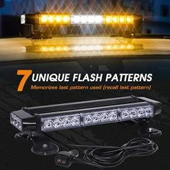 Outlet ???? LED Strobe Flashing Light Bar -Double Side 30 LED High Intensity Emergency Hazard Warning Lighting Bar/Beacon/with Magnetic And 16 Ft Straight Cord For Car Trailer Roof Safety (Amber&White) ???? -Govee-shop 51QwnQEV8cL