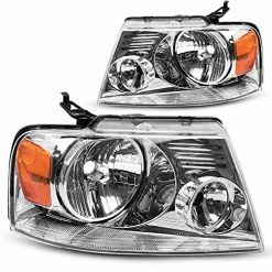 Buy ???? Headlight Assembly Compatible With 2004 2005 2006 2007 2008 Ford F150 Pickup Passenger And Driver Side Chrome Housing Amber Reflector C Black Housing Clear Reflector Clear Lens ✨